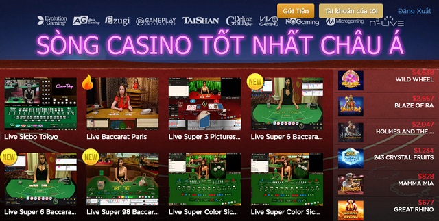 Những trò chơi tại Live casino phong phú